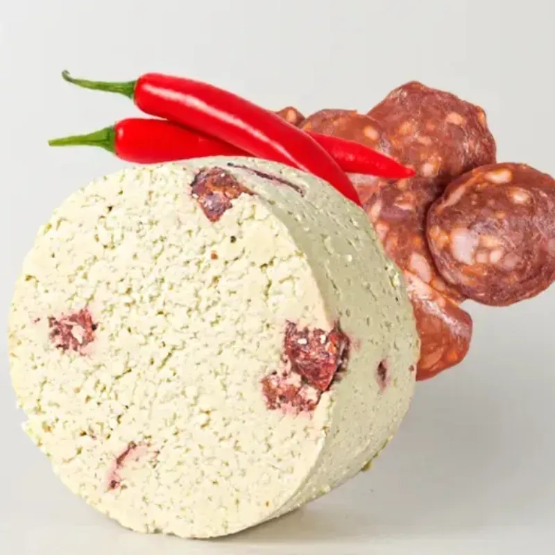 Queso con chorizo y picante 