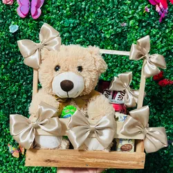 Cajita oso lazo marrón 