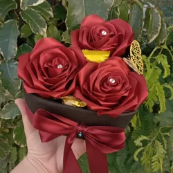 Corazón 3 Rosas Eternas Premium 