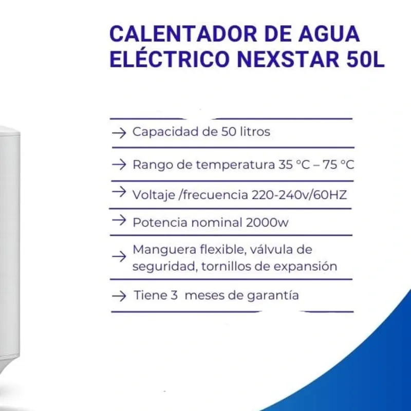 Calentador de agua nexstar 50 lt