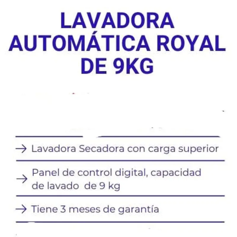 Lavadora automática Royal de 9kg