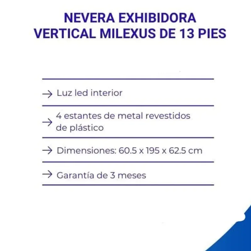 Nevera Exhibidora vertical Milexus 13p