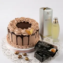 Pastel chocolate + 1 Perfume Mariposa y 2 paquetes de café 
