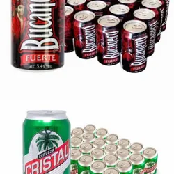 Caja de cerveza Cristal y Bucanero