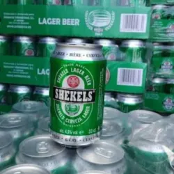 Caja de cerveza importada SHEKELS 