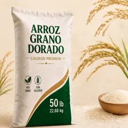 Saco sellado de 50 lb de arroz importado
