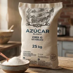 Saco sellado de 54 lb de azúcar blanca