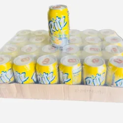 Caja de latas de refrescos sabor piña