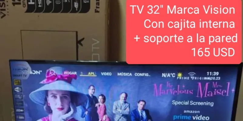 Smart TV Vision 32 pulgadas con cajita interna y soporte de pared