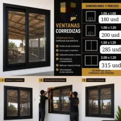 Ventanas corredizas negras