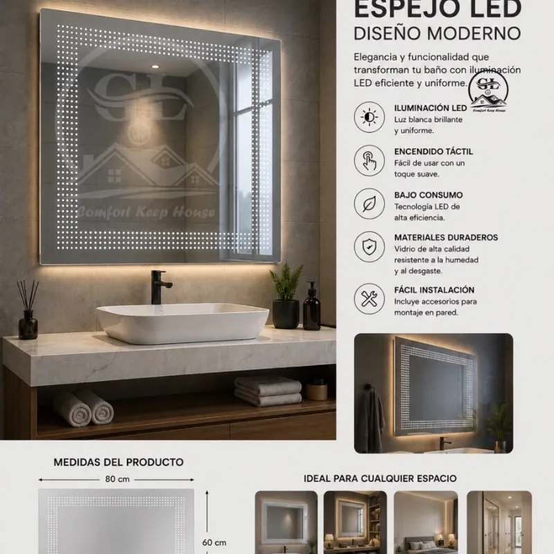 Espejo táctil de luces Led