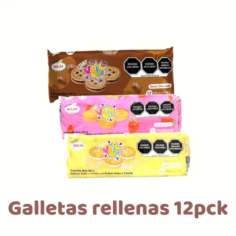 Galletas rellenas con crema x 12pck x 4u