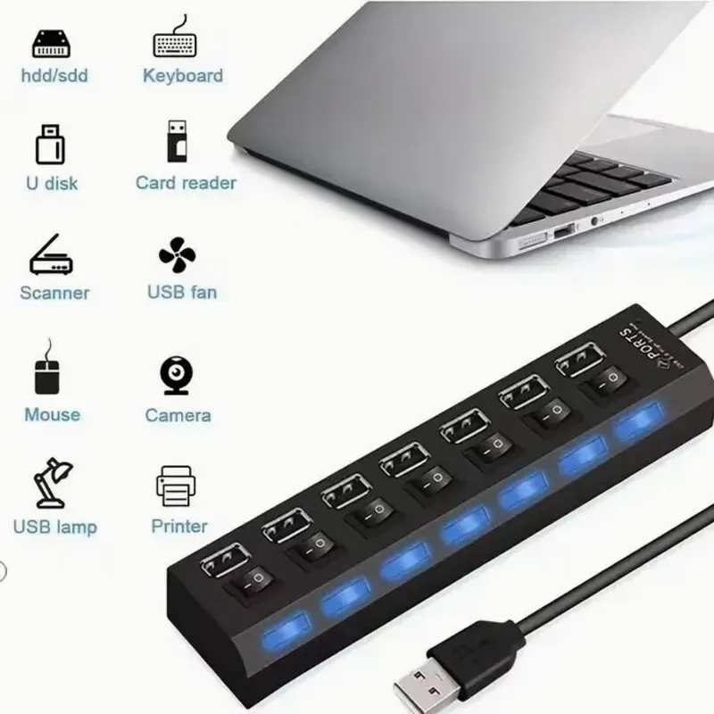 Hub USB 3.0 – 7 Puertos con Switch