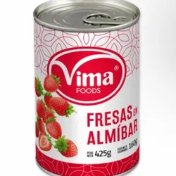 Lata de fresas en almíbar