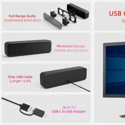 Barra de Sonido Compacta para PC y Laptop (Nueva en Caja) – USB / Type-C