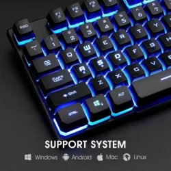 Set Rii Teclado Sensación Mecánica LED y Mouse Gamer - Ergonómico, Retroiluminado, para PC/Laptop/Oficina - Nuevo (108 caracteres)