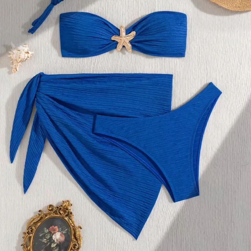 Bikini azul tres piezas