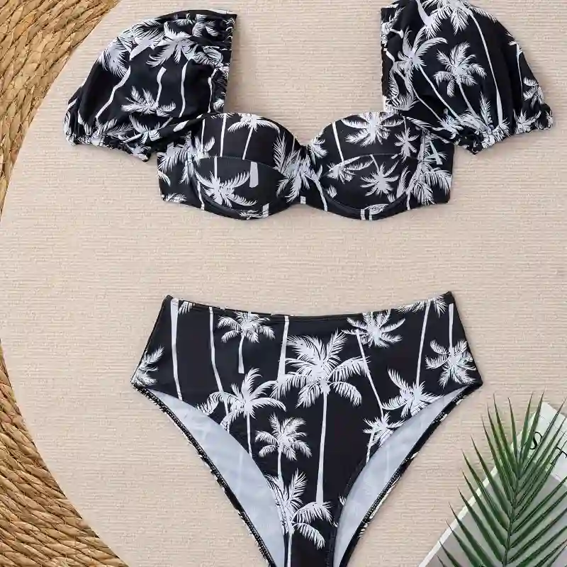 Bikini negro estampado