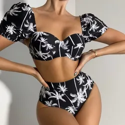 Bikini negro estampado