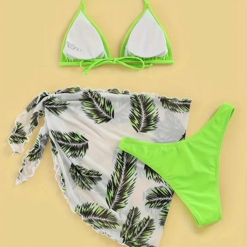 Bikini verde neon 3 piezas