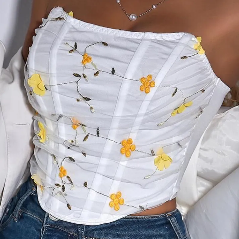 Blusa corset con flores amarillas