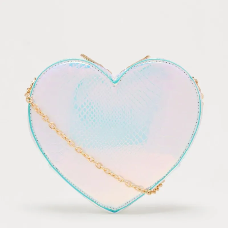 Cartera tornasol en forma de corazón