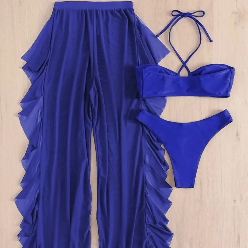 Conjunto de baño azul tres piezas