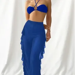 Conjunto de playa azul tres piezas
