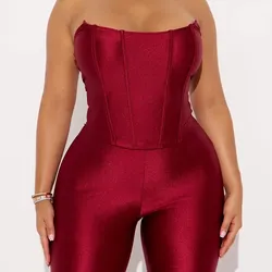 Conjunto rojo de blusa y pantalón 