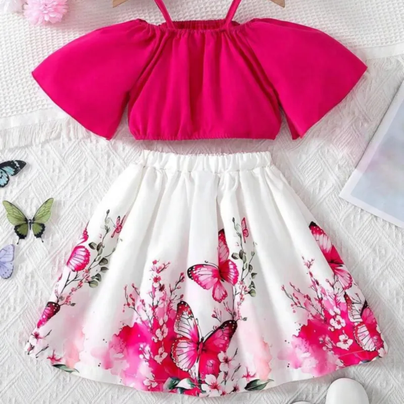 Conjunto rosado y blanco de niña