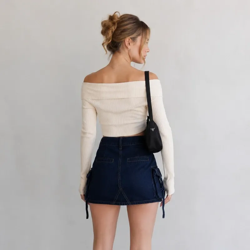 Falda de mezclilla estilo cargo