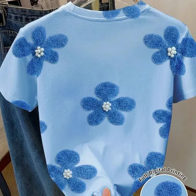 Pullover azul de flores