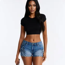 Short con mariposa de mezclilla