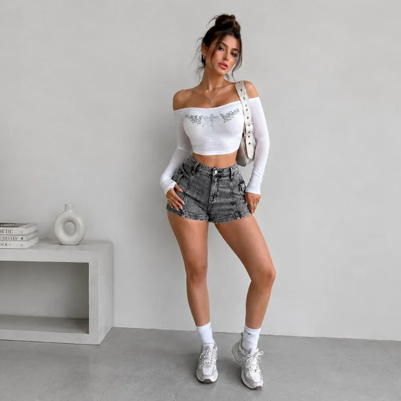 Short de mezclilla gris