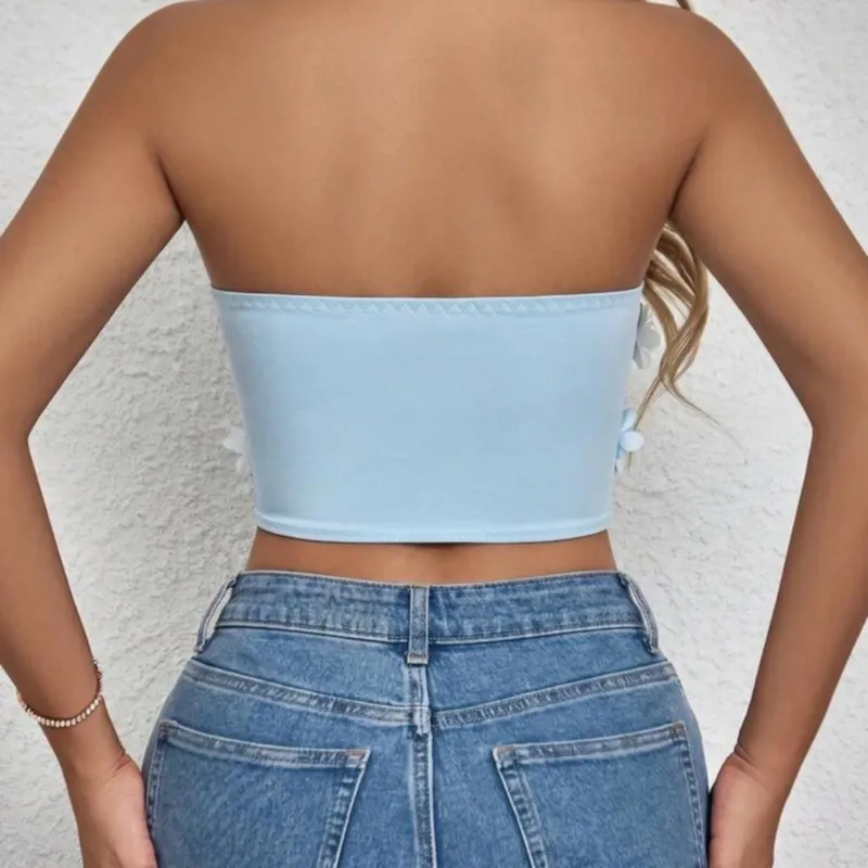 Bustier azul con flores