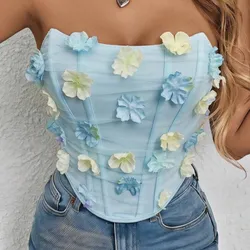 Bustier azul con flores