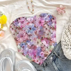 Top strapless de flores