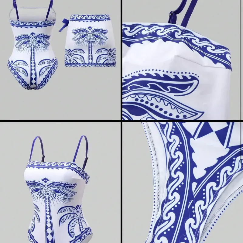 Traje de baño con estampado azul