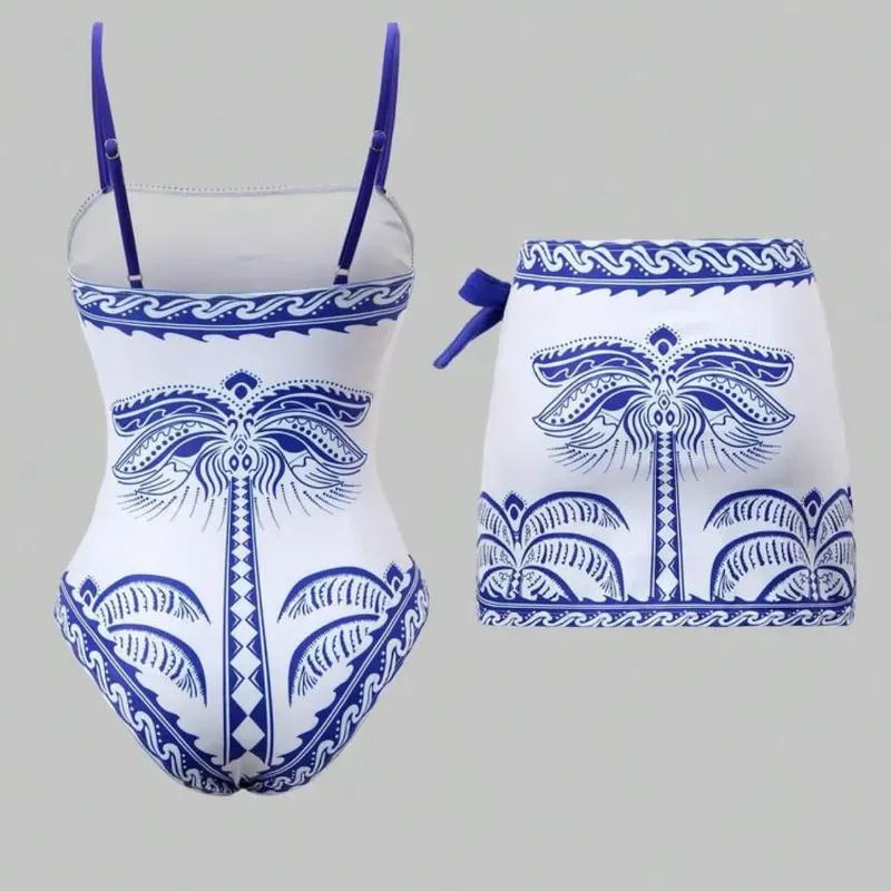 Traje de baño con estampado azul
