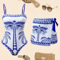 Traje de baño con estampado azul