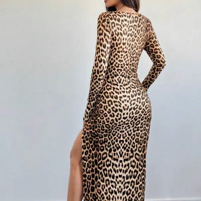 Vestido largo animal print