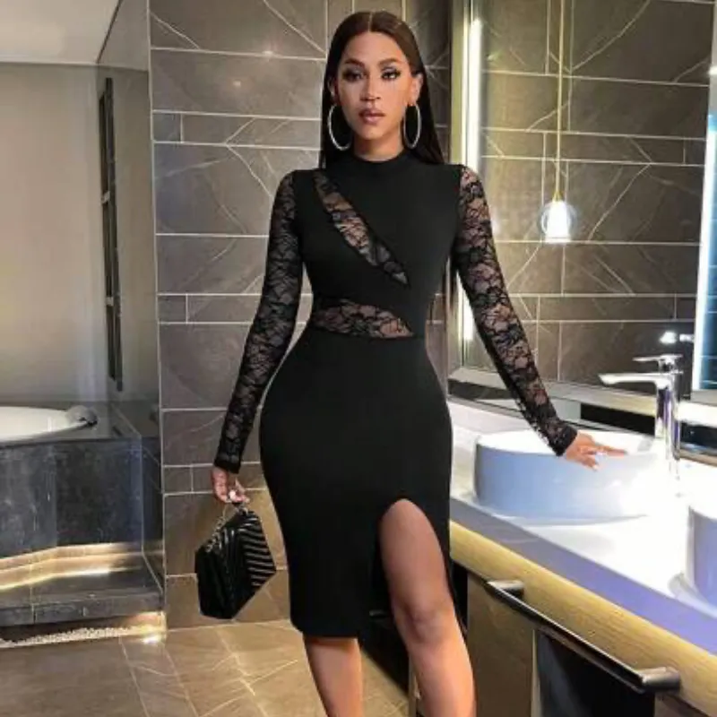 Vestido negro con encaje