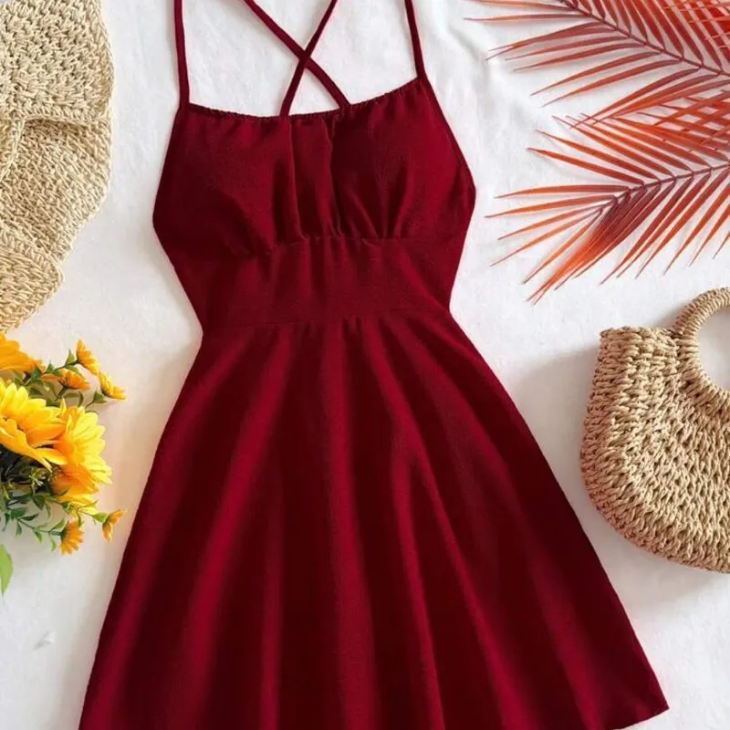 Vestido rojo oscuro veraniego