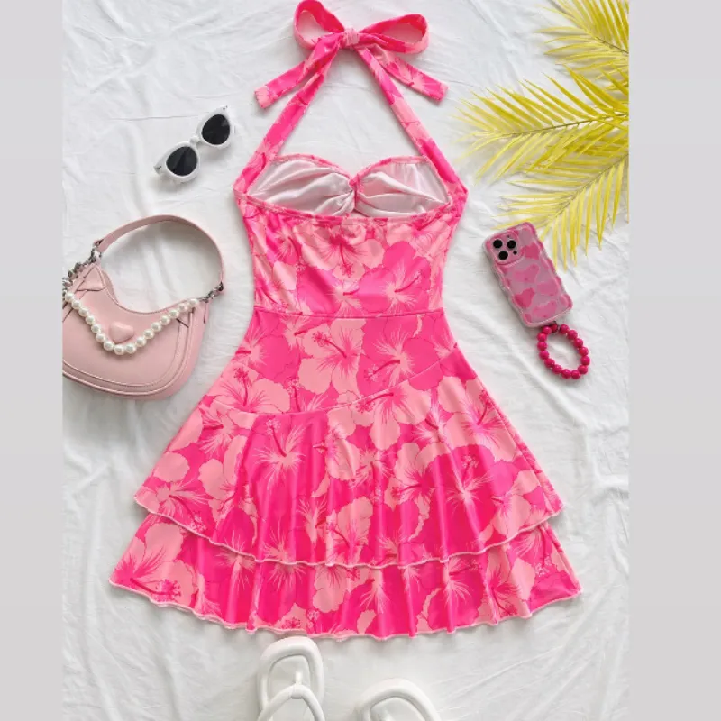 Vestido rosa floreado