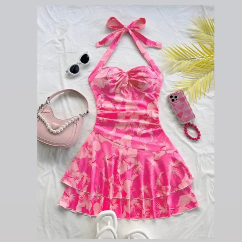 Vestido rosa floreado