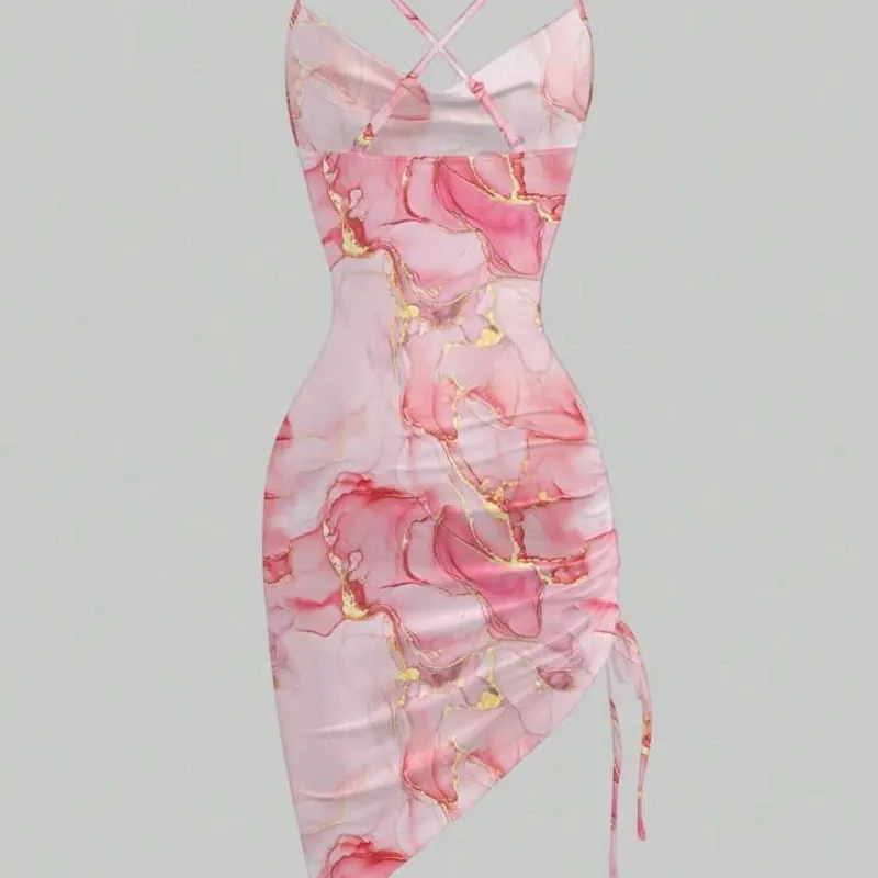 Vestido rosa marmoleado