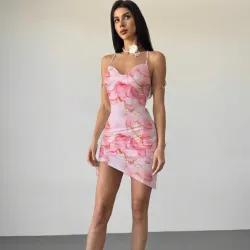 Vestido rosa marmoleado