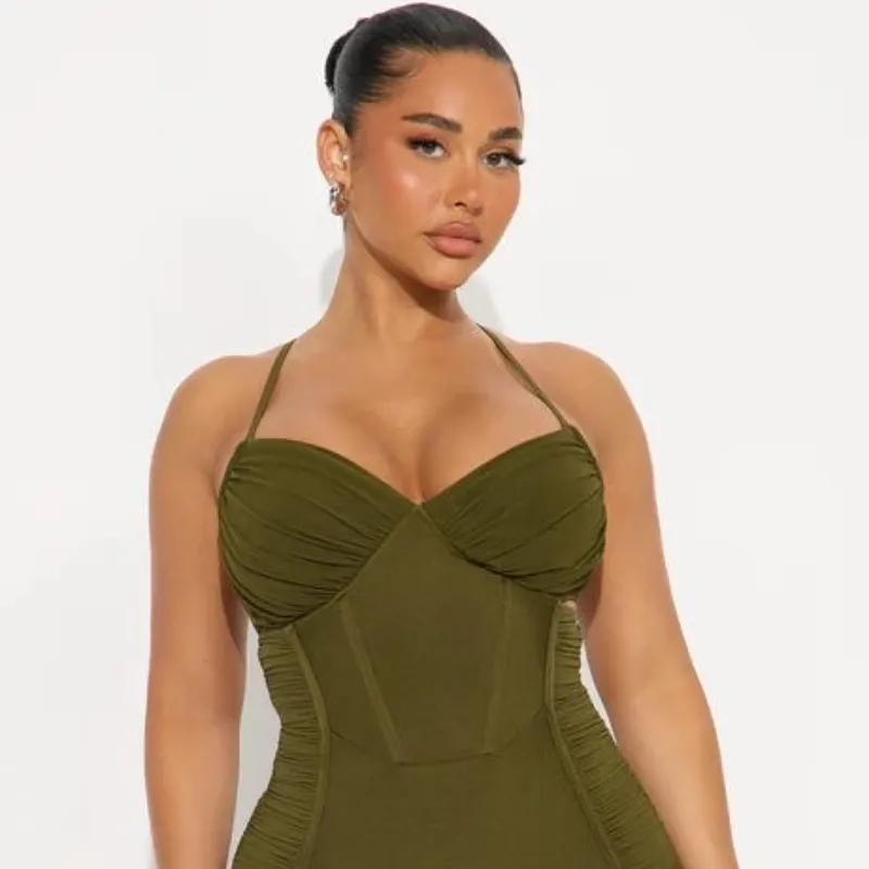 Vestido verde aceituna