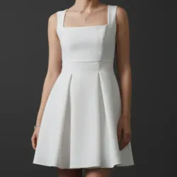 Vestido blanco de tablones escote cuadrado 