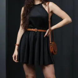 Vestido cuello Halter con espalda descubierta